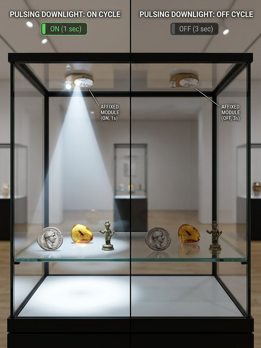 PulseDot pulsing downlight display case use case